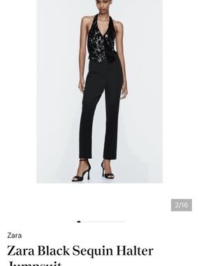 Zara Sequin Halter Jumpsuit in Black